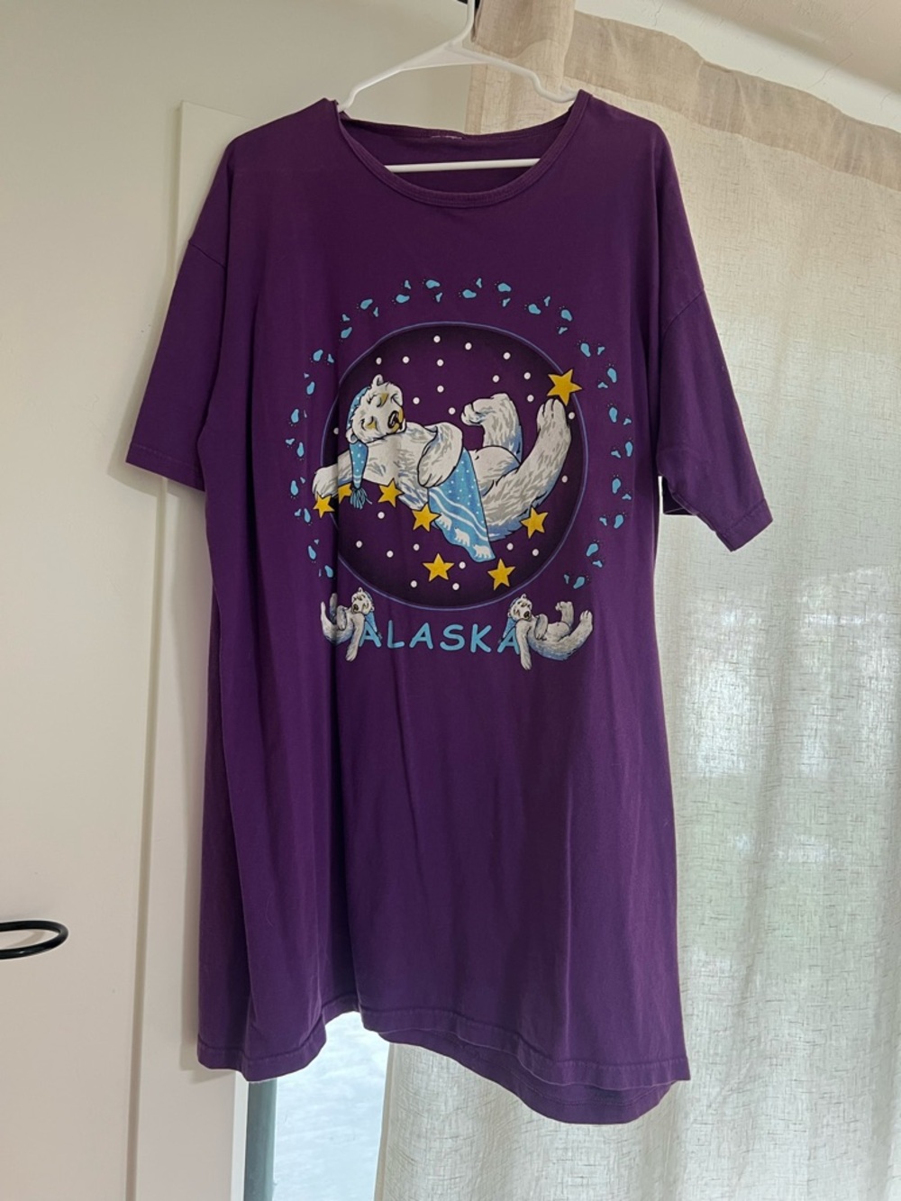 Vintage Purple Alaska Polar Bear Oversized Graphic Tee